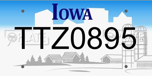 TTZ0895 Iowa License Plate
