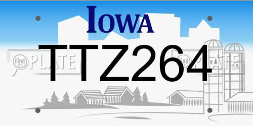 TTZ264 Iowa License Plate