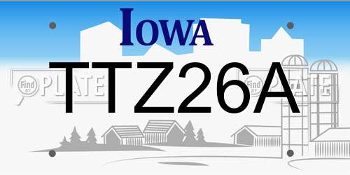TTZ26A Iowa License Plate