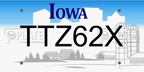 TTZ62X Iowa License Plate
