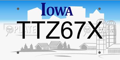 TTZ67X Iowa License Plate