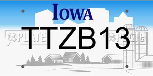 TTZB13 Iowa License Plate