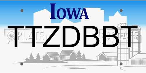 TTZDBBT Iowa License Plate