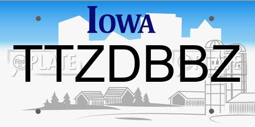 TTZDBBZ Iowa License Plate