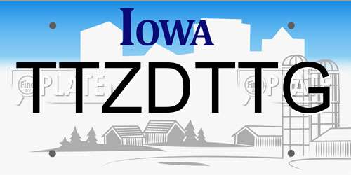 TTZDTTG Iowa License Plate