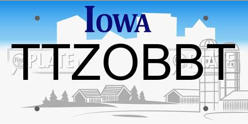 TTZOBBT Iowa License Plate
