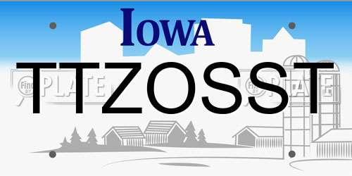 TTZOSST Iowa License Plate