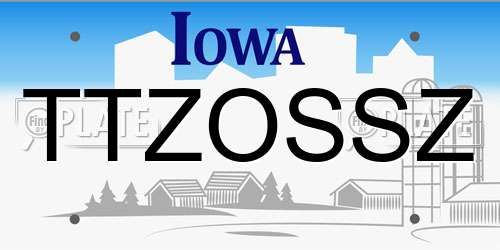 TTZOSSZ Iowa License Plate