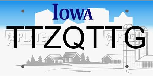 TTZQTTG Iowa License Plate
