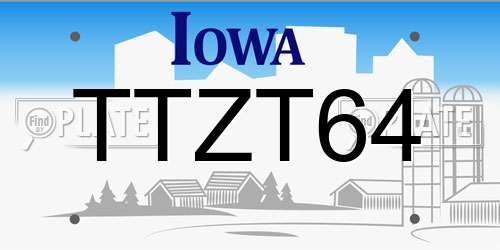 TTZT64 Iowa License Plate