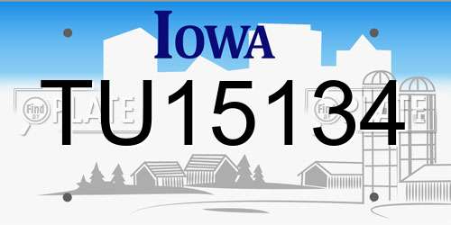 TU15134 Iowa License Plate