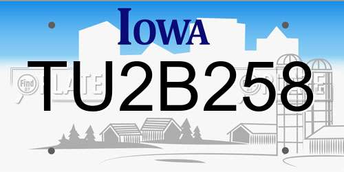 TU2B258 Iowa License Plate