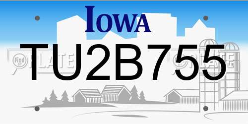 TU2B755 Iowa License Plate