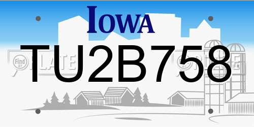 TU2B758 Iowa License Plate