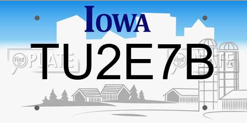 TU2E7B Iowa License Plate
