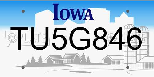 TU5G846 Iowa License Plate