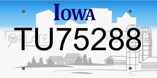 TU75288 Iowa License Plate