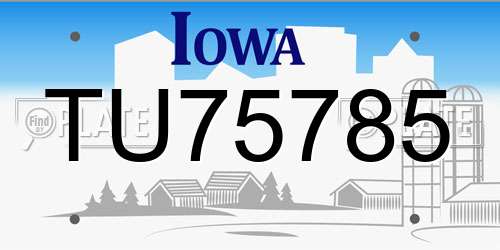 TU75785 Iowa License Plate