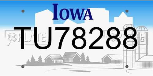 TU78288 Iowa License Plate