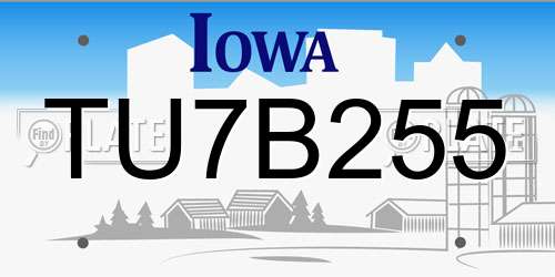 TU7B255 Iowa License Plate