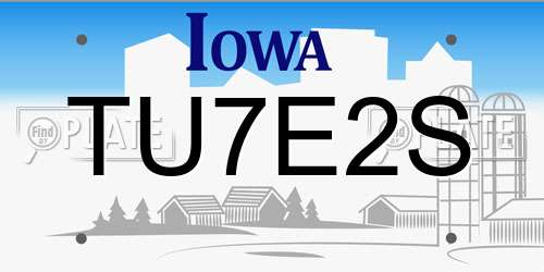 TU7E2S Iowa License Plate