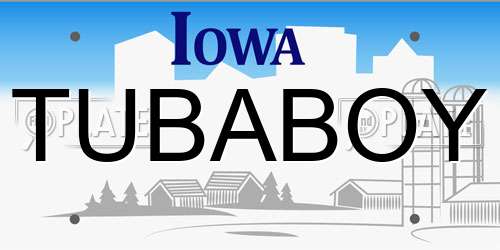 TUBABOY Iowa License Plate