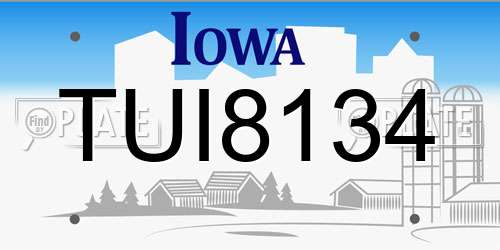 TUI8134 Iowa License Plate