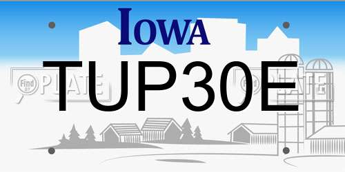 TUP30E Iowa License Plate