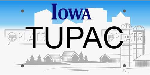 TUPAC Iowa License Plate