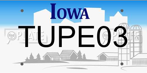 TUPE03 Iowa License Plate