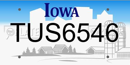 TUS6546 Iowa License Plate