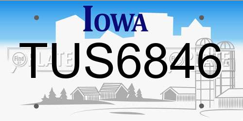 TUS6846 Iowa License Plate