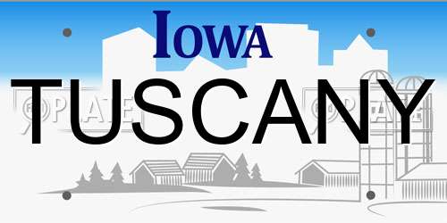 TUSCANY Iowa License Plate