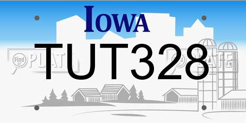TUT328 Iowa License Plate
