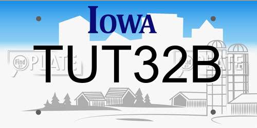 TUT32B Iowa License Plate