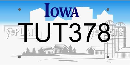 TUT378 Iowa License Plate