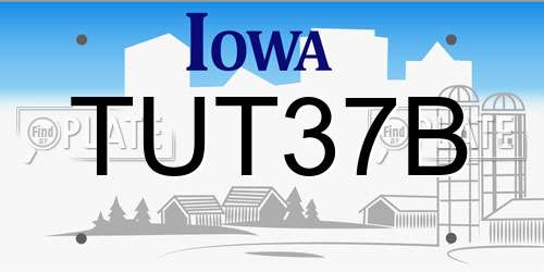 TUT37B Iowa License Plate