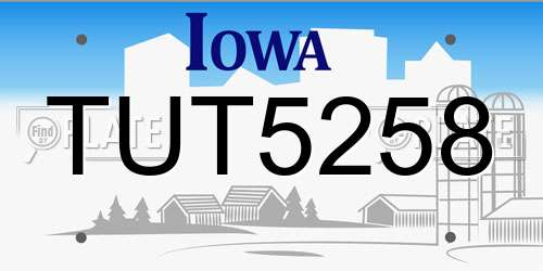 TUT5258 Iowa License Plate