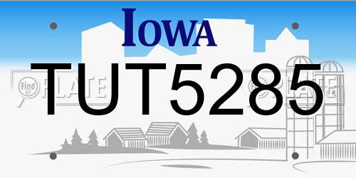 TUT5285 Iowa License Plate