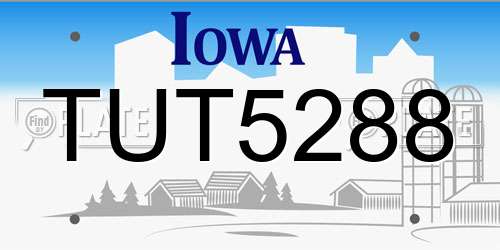 TUT5288 Iowa License Plate