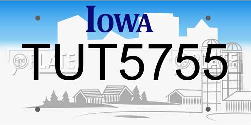 TUT5755 Iowa License Plate
