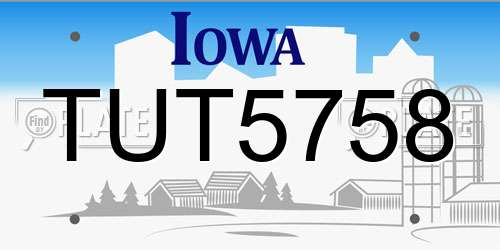 TUT5758 Iowa License Plate