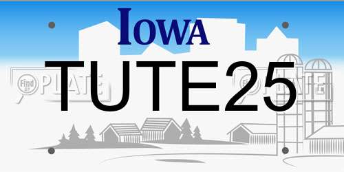 TUTE25 Iowa License Plate