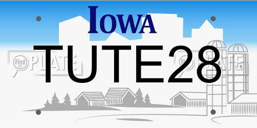 TUTE28 Iowa License Plate
