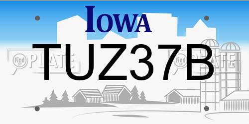 TUZ37B Iowa License Plate