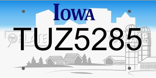 TUZ5285 Iowa License Plate