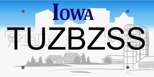 TUZBZSS Iowa License Plate
