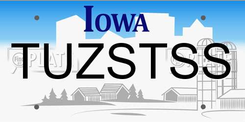 TUZSTSS Iowa License Plate