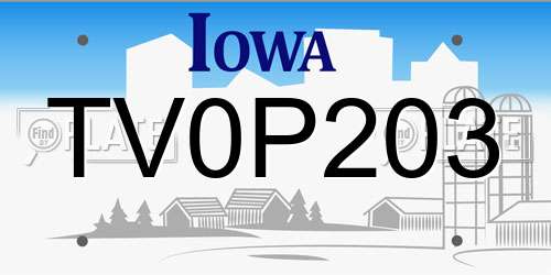 TV0P203 Iowa License Plate