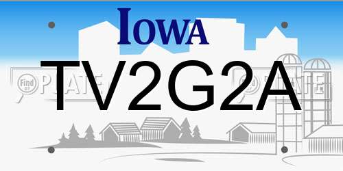 TV2G2A Iowa License Plate